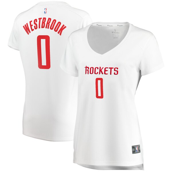 Camiseta Russell Westbrook 0 Houston Rockets association edition Blanco Mujer
