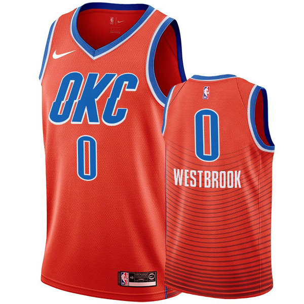 Camiseta Russell Westbrook 0 Oklahoma City Thunder 2020-21 Temporada Statement Naranja Hombre