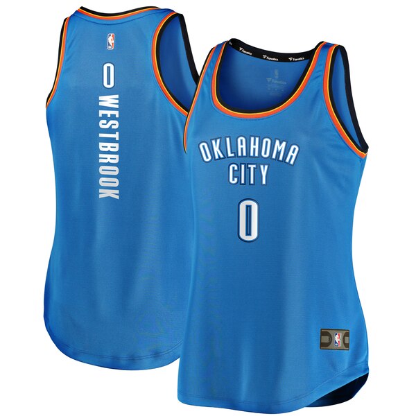 Camiseta Russell Westbrook 0 Oklahoma City Thunder icon edition Azul Mujer