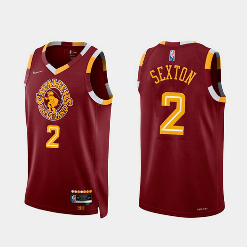 Camiseta SEXTON 2 Cleveland Cavaliers 2022 75 aniversario edición de la ciudad rojo Hombre