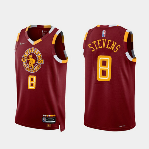 Camiseta STEVENS 8 Cleveland Cavaliers 2022 75 aniversario edición de la ciudad rojo Hombre