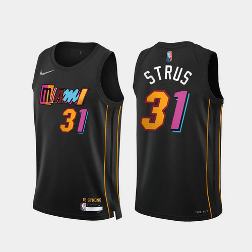 Camiseta STRUS 31 Miami Heat 2022 75 aniversario edición de la ciudad Negro Hombre