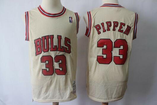 Camiseta Scottie Pippen 33 Chicago Bulls Baloncesto Beige claro Hombre