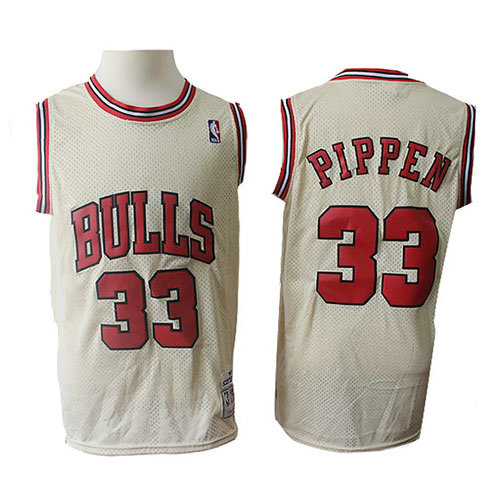 Camiseta Scottie Pippen 33 Chicago Bulls Retro Crema Hombre