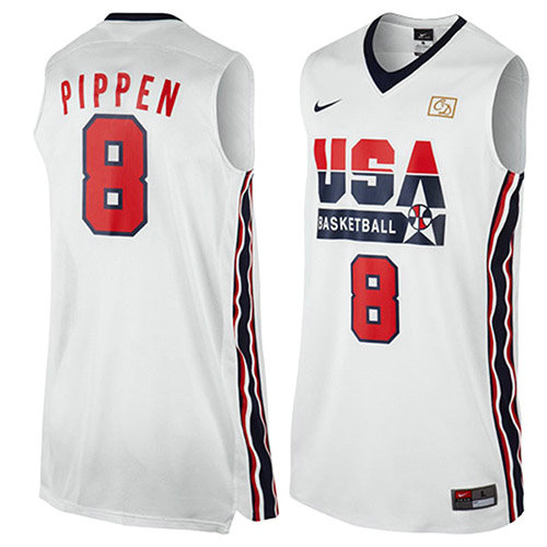 Camiseta Scottie Pippen 8 USA 1992 Blanco Hombre