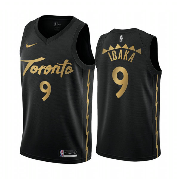 Camiseta Serge Ibaka 9 Toronto Raptors 2020-21 Temporada Statement Negro Hombre