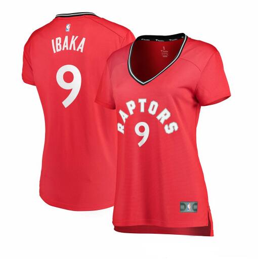 Camiseta Serge Ibaka 9 Toronto Raptors icon edition Rojo Mujer