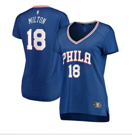 Camiseta Shake Milton 18 Philadelphia 76ers icon edition Azul Mujer