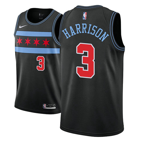 Camiseta Shaquille Harrison 3 Chicago Bulls Ciudad 2018-19 Negro Hombre