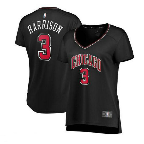 Camiseta Shaquille Harrison 3 Chicago Bulls statement edition Negro Mujer