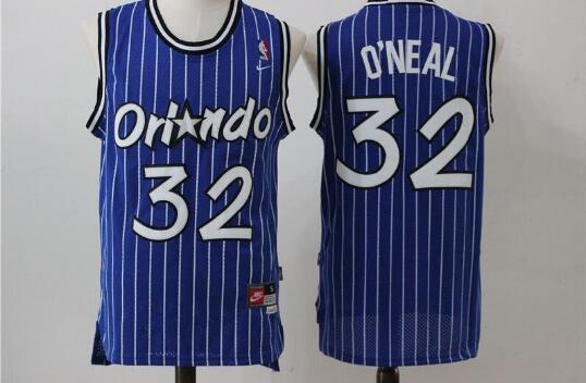 Camiseta Shaquille O'Neal 32 Orlando Magic Throwback Azul Hombre