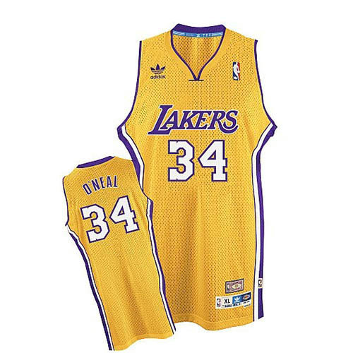 Camiseta Shaquille O'Neal 34 Los Angeles Lakers Retro Amarillo Hombre