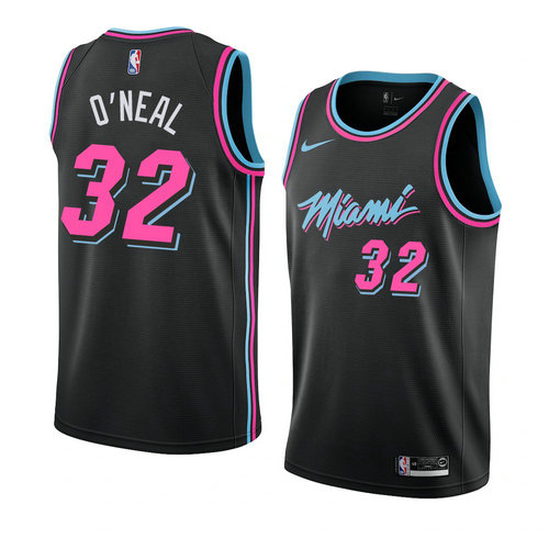 Camiseta Shaquille O'neal 32 Miami Heat Ciudad 2018-19 Negro Hombre
