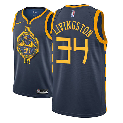 Camiseta Shaun Livingston 34 Golden State Warriors Ciudad 2018-19 Azul Hombre