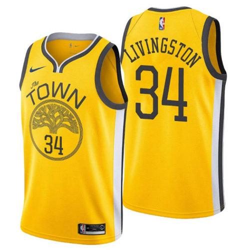 Camiseta Shaun Livingston 34 Golden State Warriors ciudad 2019 amarillo Hombre