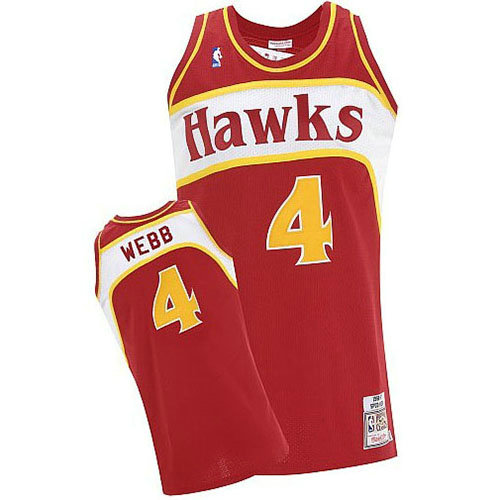 Camiseta Spud Webb 4 Atlanta Hawks Retro Rojo Hombre