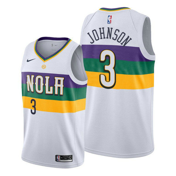 Camiseta Stanley Johnson 3 New Orleans Pelicans 2020-21 Temporada Statement Bianca Hombre
