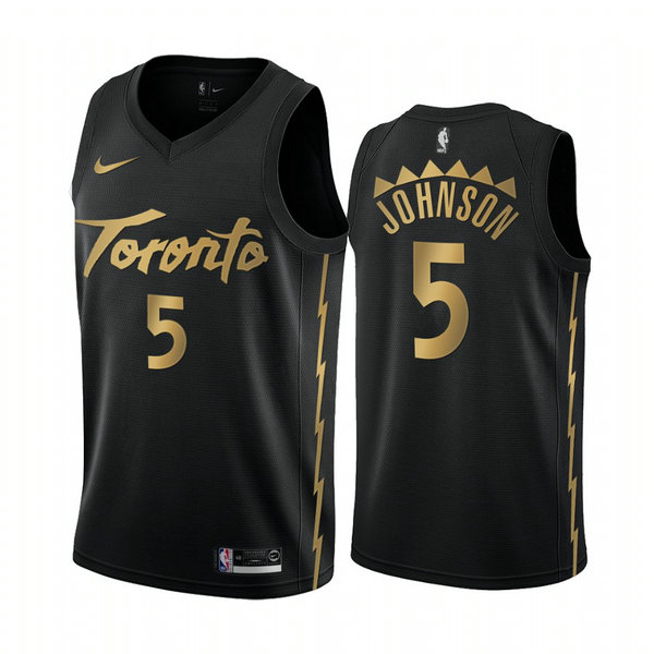 Camiseta Stanley Johnson 5 Toronto Raptors 2020-21 Temporada Statement Negro Hombre