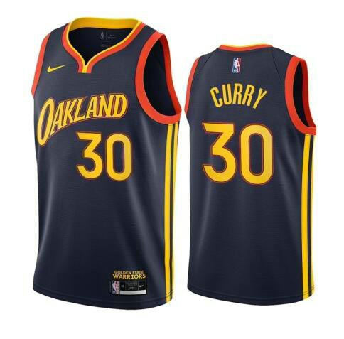Camiseta Stephen Curry 30 Golden State Warriors 2020-21 City Edition Swingman azul marino Hombre