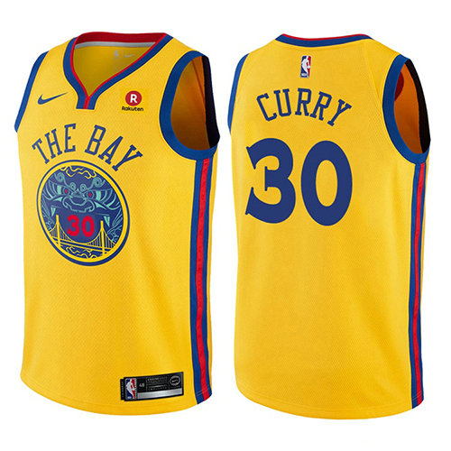 Camiseta Stephen Curry 30 Golden State Warriors Ciudad Amarillo Nino
