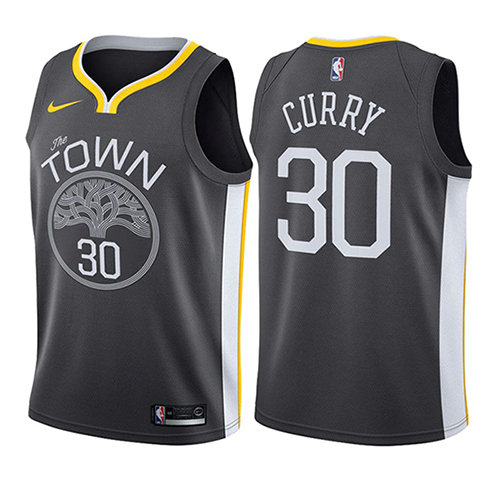 Camiseta Stephen Curry 30 Golden State Warriors Statement 2017-18 Gris Nino