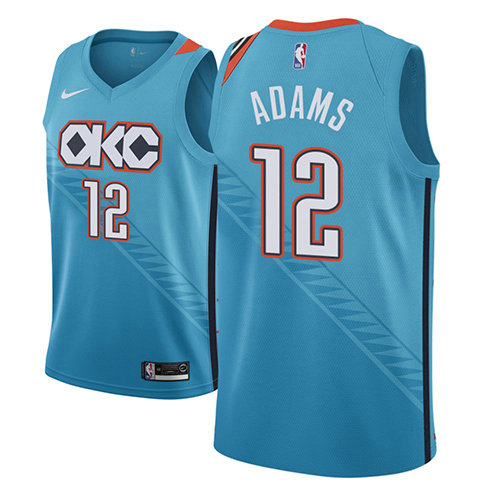 Camiseta Steven Adams 12 Oklahoma City Thunder Ciudad 2018-19 Azul Hombre