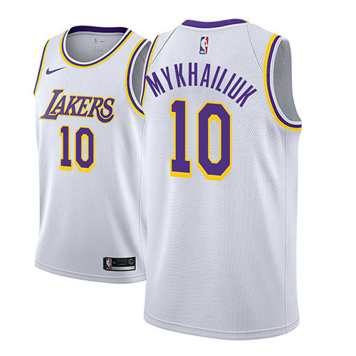 Camiseta Sviatoslav Mykhailiuk 10 Los Angeles Lakers Association 2018-19 Blanco Hombre
