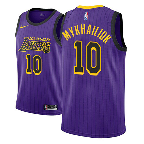 Camiseta Sviatoslav Mykhailiuk 10 Los Angeles Lakers Ciudad 2018 Púrpura Hombre
