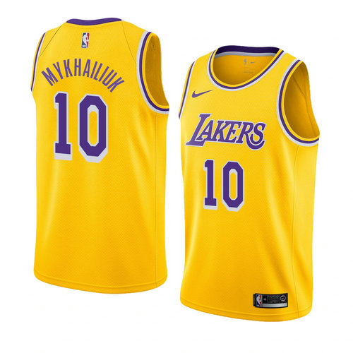 Camiseta Sviatoslav Mykhailiuk 10 Los Angeles Lakers Icon 2018-19 Amarillo Hombre