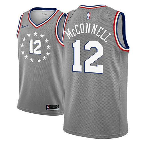 Camiseta T.J. McConnell 12 Philadelphia 76ers Ciudad 2018-19 Gris Hombre
