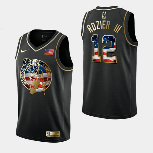 Camiseta Terry Rozier III 12 Boston Celtics Independence Day Golden Edition Negro Hombre