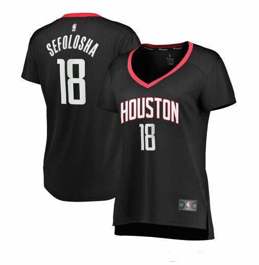 Camiseta Thabo Sefolosha 18 Houston Rockets statement edition Negro Mujer