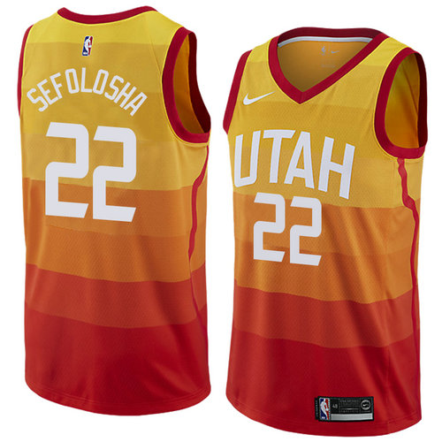 Camiseta Thabo Sefolosha 22 Utah Jazz Ciudad 2018 Amarillo Hombre