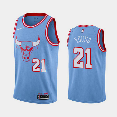 Camiseta Thaddeus Young 21 Chicago Bulls 2019-20 Ciudad Azul Hombre