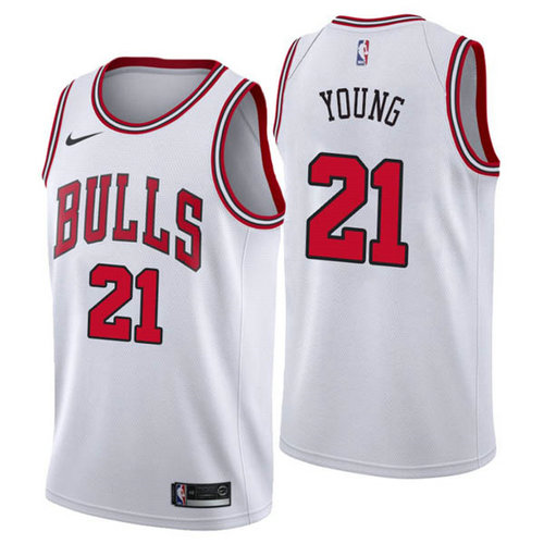 Camiseta Thaddeus Young 21 Chicago Bulls nike blanca Hombre