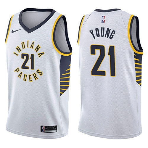 Camiseta Thaddeus Young 21 Indiana Pacers Association 2017-18 Blanco Hombre
