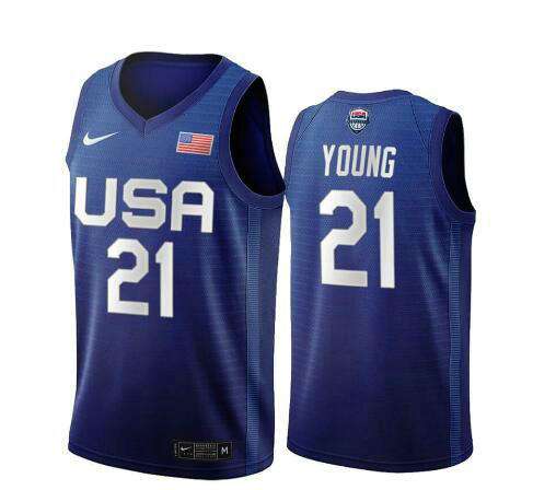 Camiseta Thaddeus Young 21 USA 2020 USA Olimpicos 2020 azul Hombre