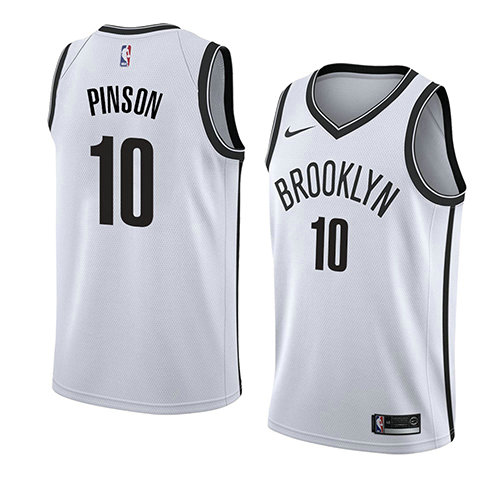 Camiseta Theo Pinson 10 Brooklyn Nets Association 2018 Blanco Hombre