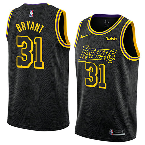 Camiseta Thomas Bryant 31 Los Angeles Lakers Ciudad 2018 Negro Hombre