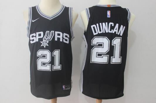 Camiseta Tim Duncan 21 San Antonio Spurs Baloncesto Barato Negro Hombre
