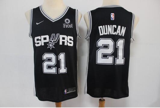 Camiseta Tim Duncan 21 San Antonio Spurs Baloncesto Negro Hombre