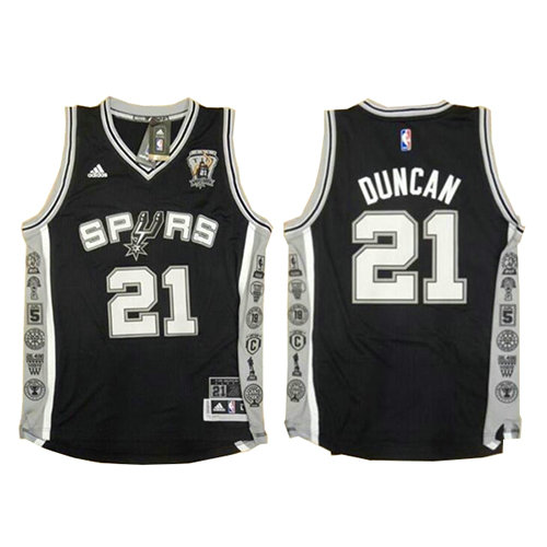 Camiseta Tim Duncan 21 San Antonio Spurs Negro Hombre