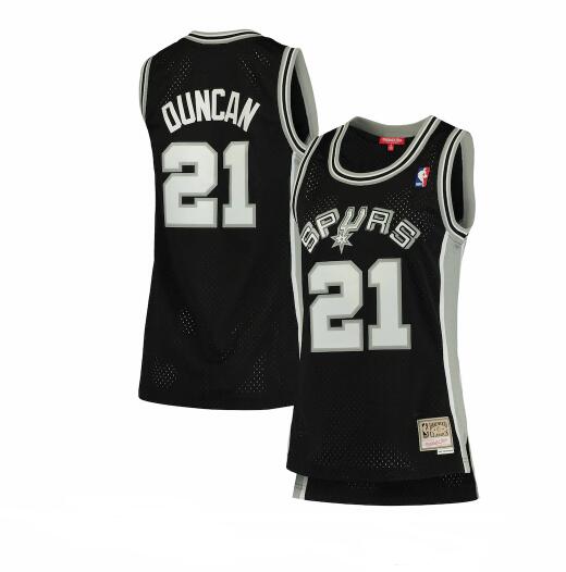 Camiseta Tim Duncan 21 San Antonio Spurs hardwood classics Negro Mujer