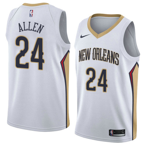Camiseta Tony Allen 24 New Orleans Pelicans Association 2018 Blanco Hombre
