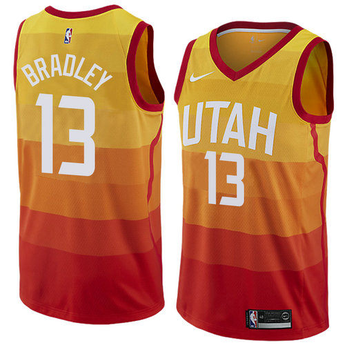 Camiseta Tony Bradley 13 Utah Jazz Ciudad 2018 Amarillo Hombre