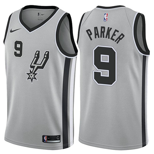 Camiseta Tony Parker 9 San Antonio Spurs 2017-18 Gris Hombre