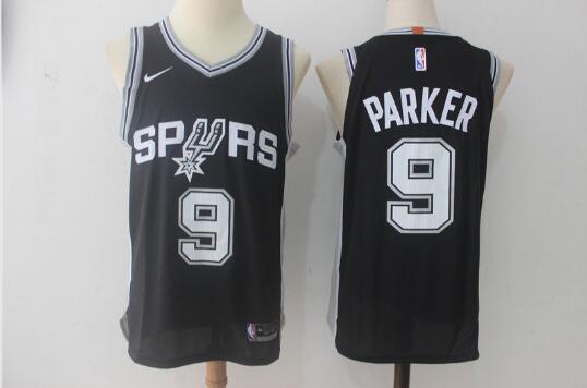 Camiseta Tony Parker 9 San Antonio Spurs Baloncesto Negro Hombre