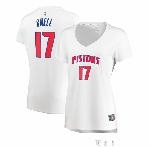 Camiseta Tony Snell 17 Detroit Pistons association edition Blanco Mujer