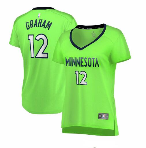 Camiseta Treveon Graham 12 Minnesota Timberwolves statement edition Verde Mujer
