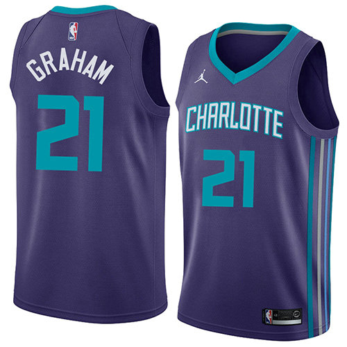 Camiseta Treveon Graham 21 Charlotte Hornets Statement 2018 Púrpura Hombre